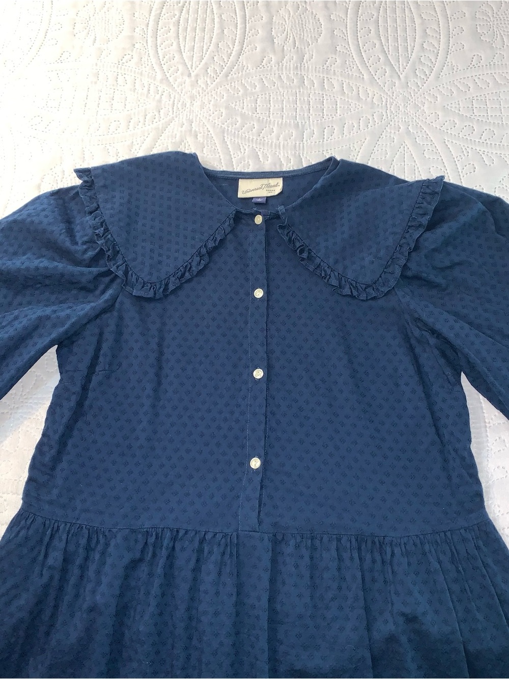 Universal Thread Collared Navy Cottagecore Ruffle Maxi Dress. S - Picture 4 of 8